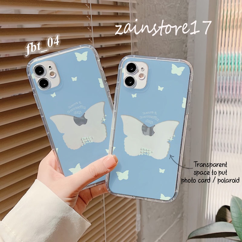 Jual CUSTOM CASE DESAIN BUTTERFLY FRAME AESTHETIC SOFTCASE CLEARCASE ANTICRACK BLACKMATTE