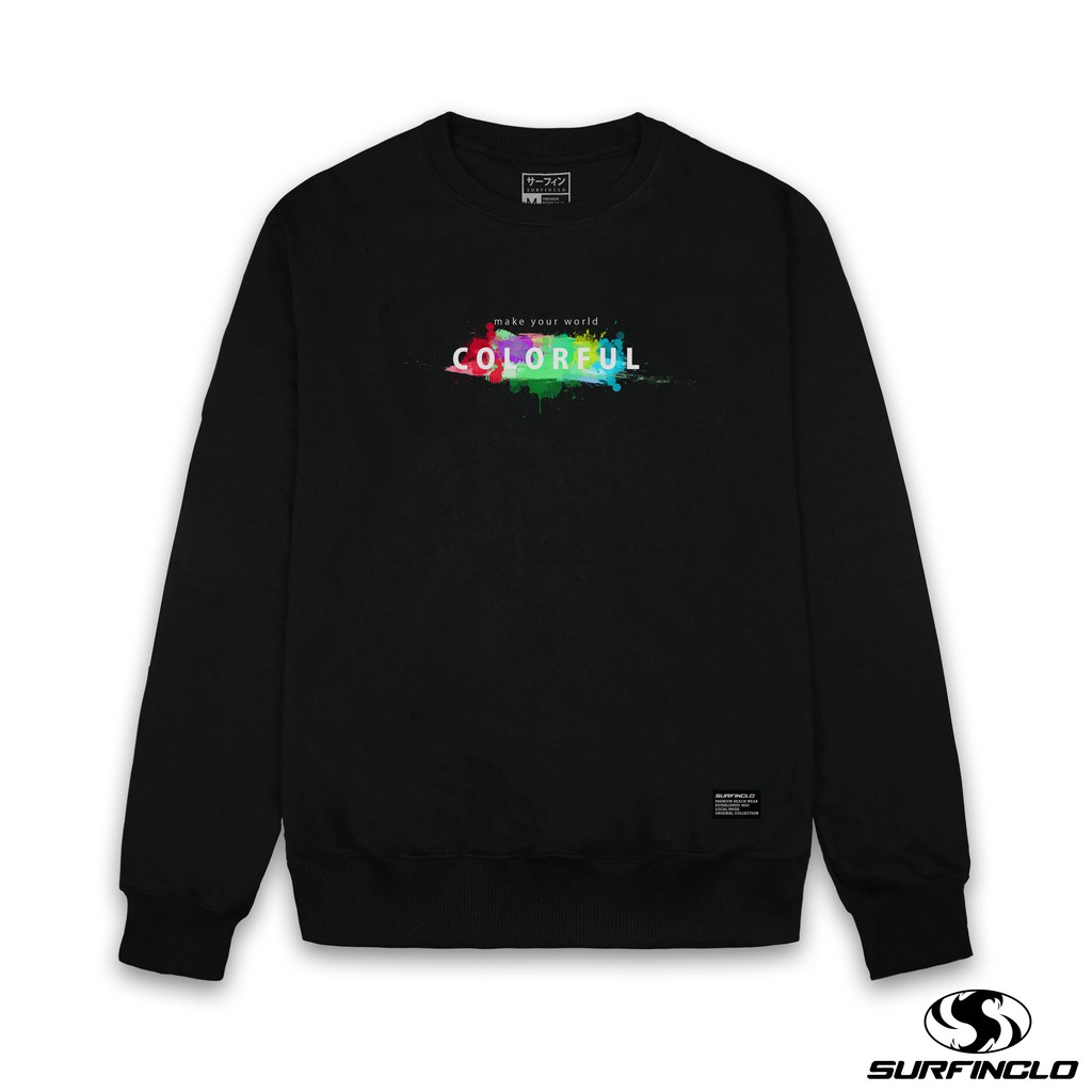 SURFINCLO Sweater Sweatshirt Colorfull Cotton Fleece Premium Size M L XL Unisex