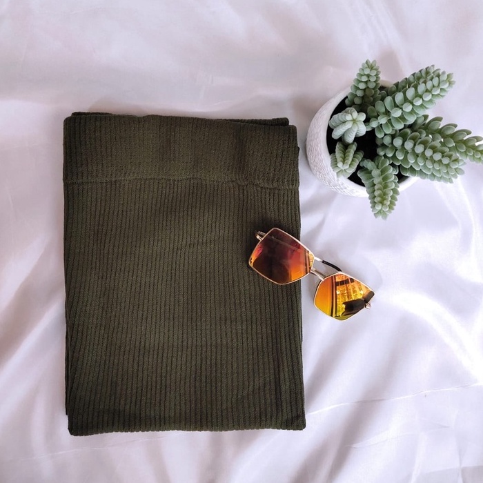 CoD - Rok Span Rajut Premium -Terlaris - Rok Panjang Wanita Terbaru - Rajut Long Skirt - Rok Panjang-Hijau Army
