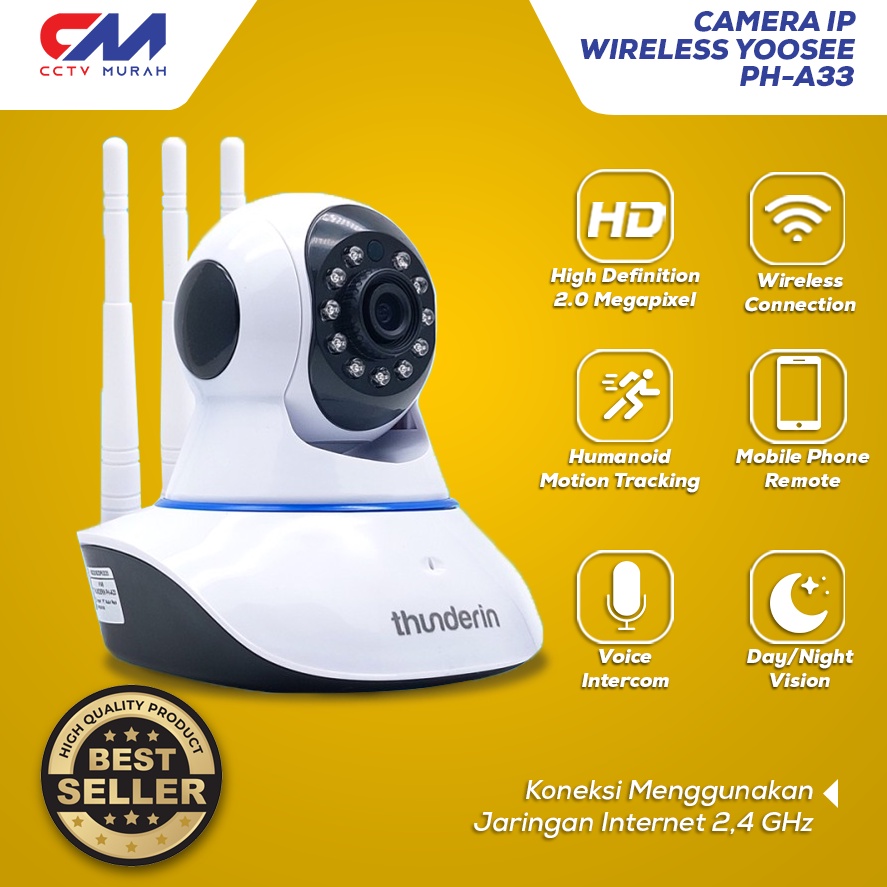 CCTV 3 Antena Wireless Smart Camera HD 1080P 2 MP Auto Tracking BISA KOMUNIKASI DUA ARAH Camera APLIKASI YOOSEE