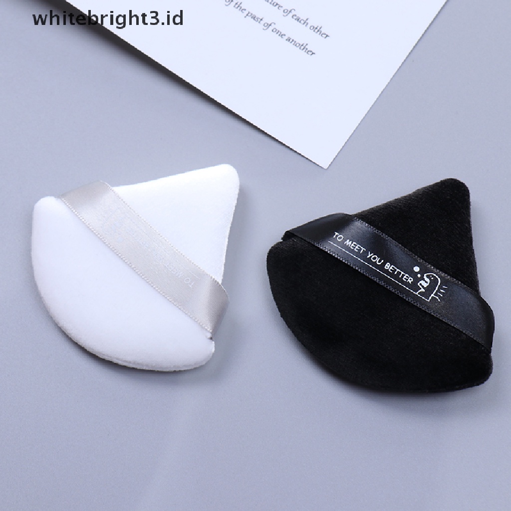 (whitebright3.id) Spons Puff Mini Bentuk Segitiga Bahan Katun Satin Untuk Makeup