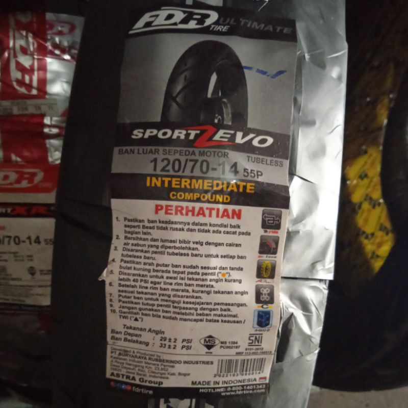 Ban Motor Matic 14 FDR 120/70-14 Sport Zevo, Ban Luar Matic 120 70 14