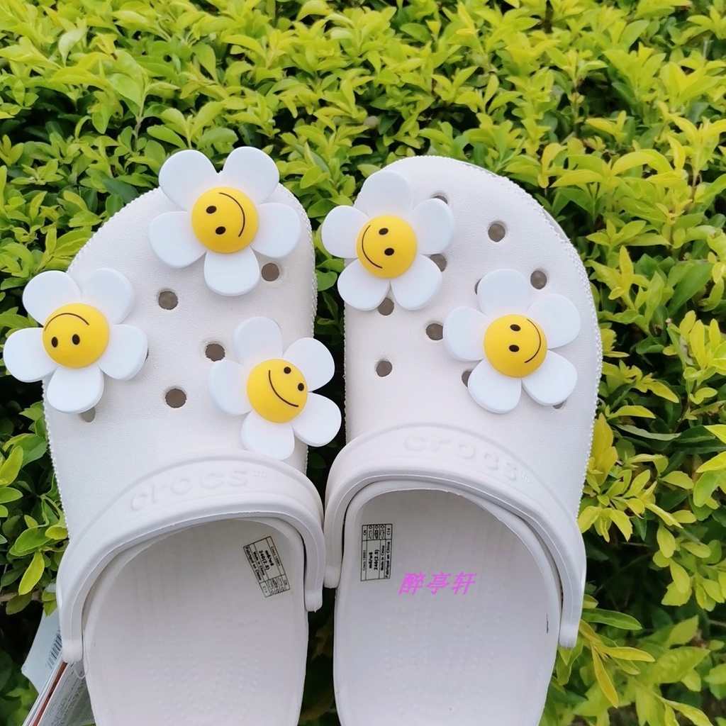 ✨shinyDIY✨Crocs jibbitz: aksesori cantik untuk sepatumu❤️Aksesoris Crocs Wanita Gesper Sepatu Bentuk Bunga Matahari Warna Putih Untuk Dekorasi Crocs Jibbitz