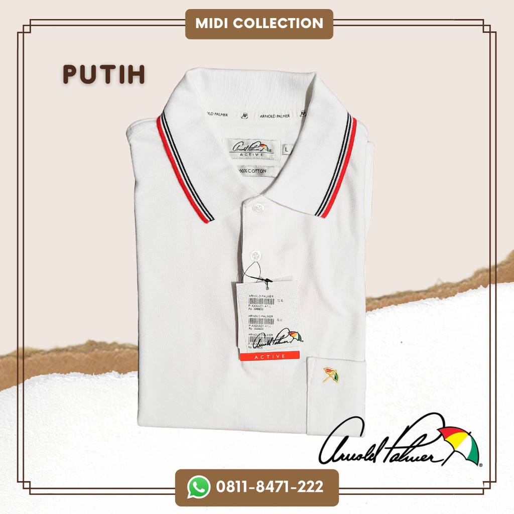 ARNOLD PALMER ACTIVE Kaos Polo Kerah Lengan Pendek Reguler 100% COTTON ORIGINAL - PUTIH
