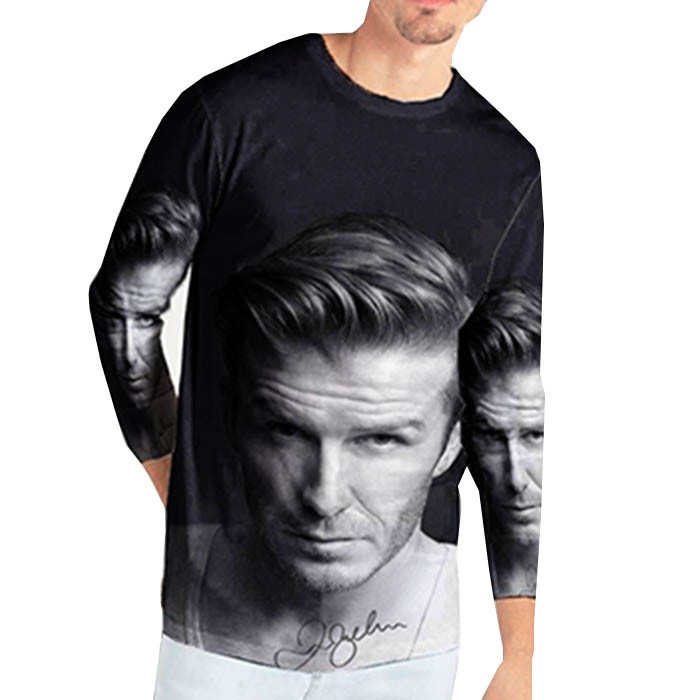 Fullprint Tshirt David Beckham Kaos Tangan Panjang Bahan Polyester Jersey T-SHIRT Unisex [Bisa COD]