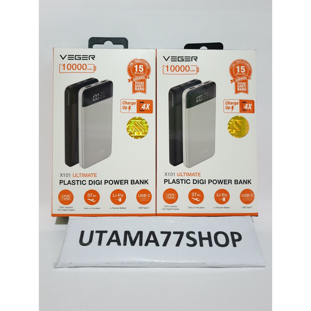 Powerbank VEGER X101 Ultimate LED 10000 mAh Dual Output dan Input