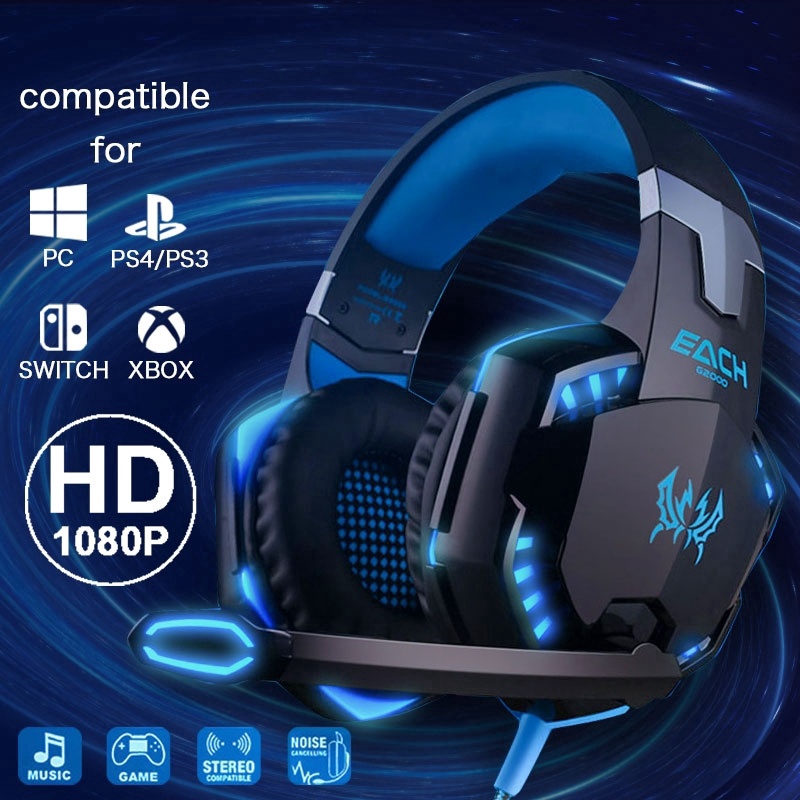 NEW Kotion Each G2000 Headset Gaming Dengan Mikrofon HD Untuk 3.5mm Jack for Pc Ps4 Ps3 Xbox Switch Headphone Gaming