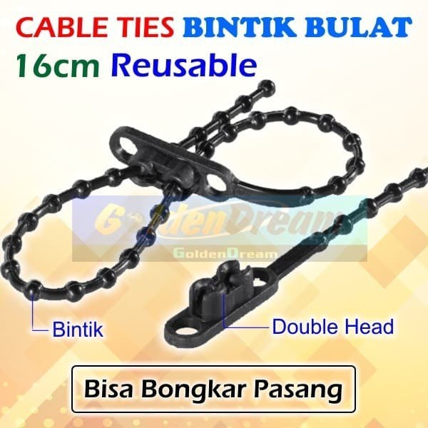 Simpul Bintik Bulat Butir Bola -Reusable Double Head Beads Cable Ties