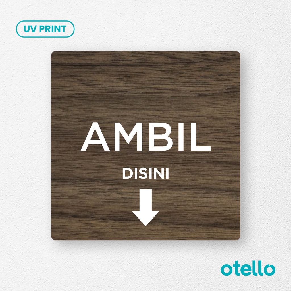 Otello Signage Ambil Disini Sign Board Kayu Print Wooden Papan Label Tempel Sticker Rambu Kafe Restoran Cafe Toko