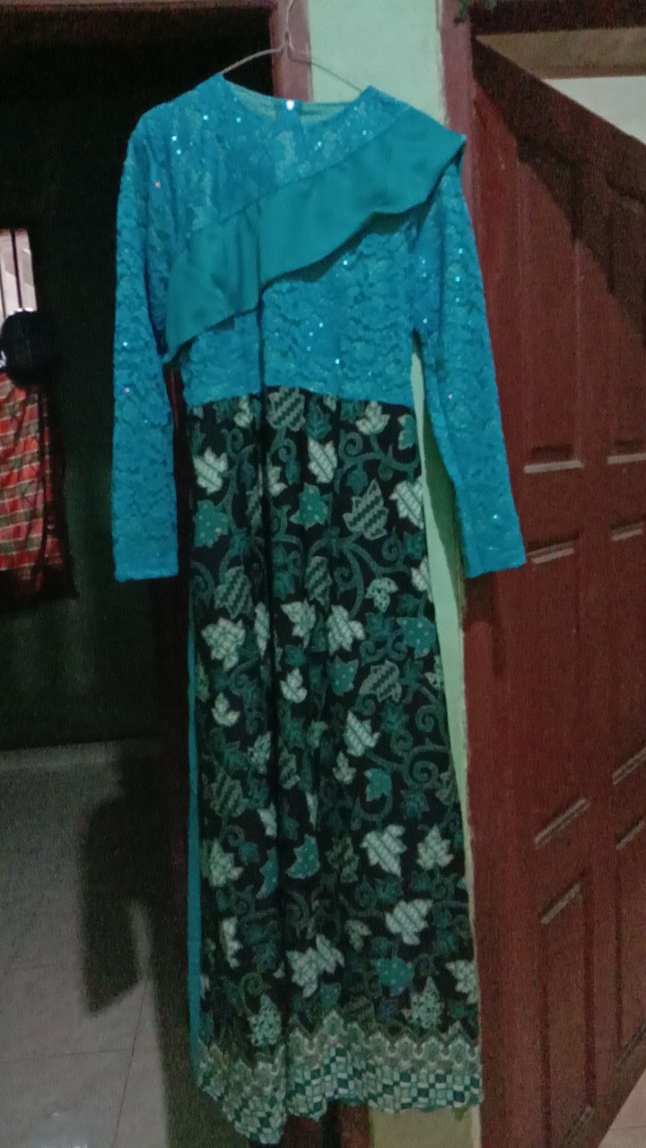 Set Cp Alazka Batik Couple Gamis Batik Kombi Brukat Jumbo 4 Warna