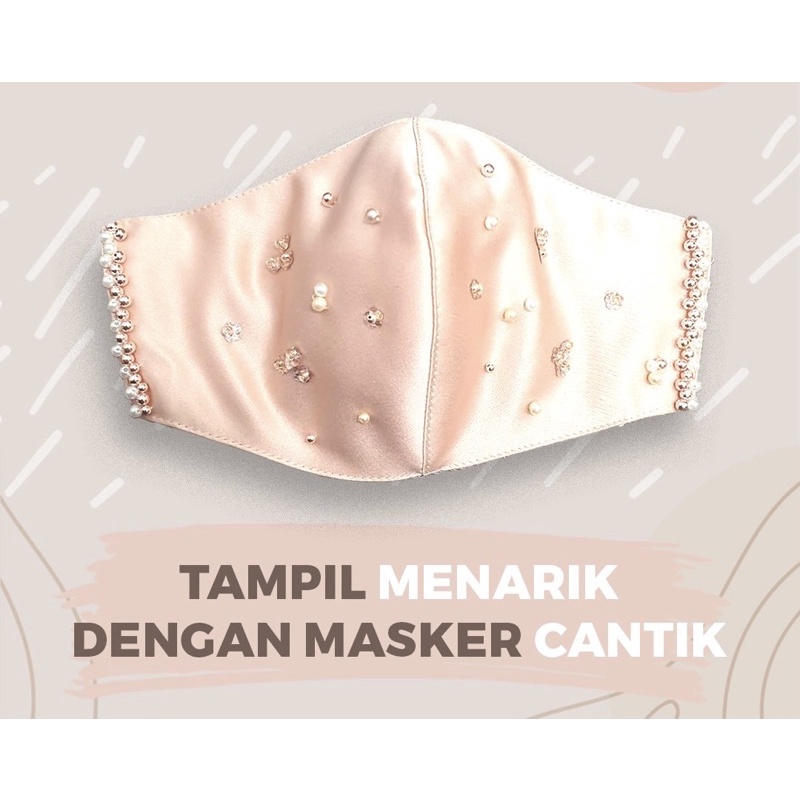 Masker Kain Premium 3ply | Rosegold / Dusty Pink / Sage Green / Soft Pink | Payet Pearl Tabur