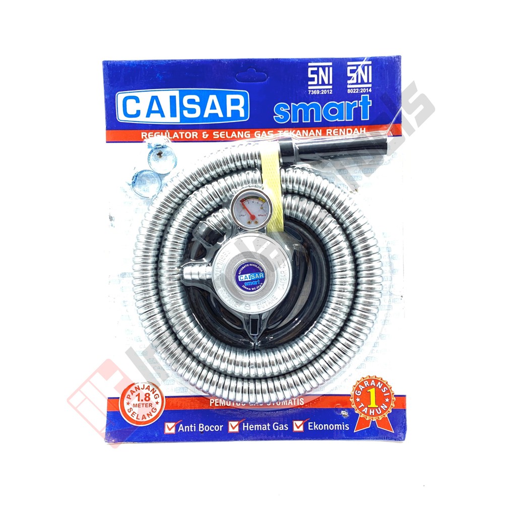 CAISAR SMART PAKET Regulator Gas + Selang Gas 1.8 M Fleksibel Anti Bocor + Meter