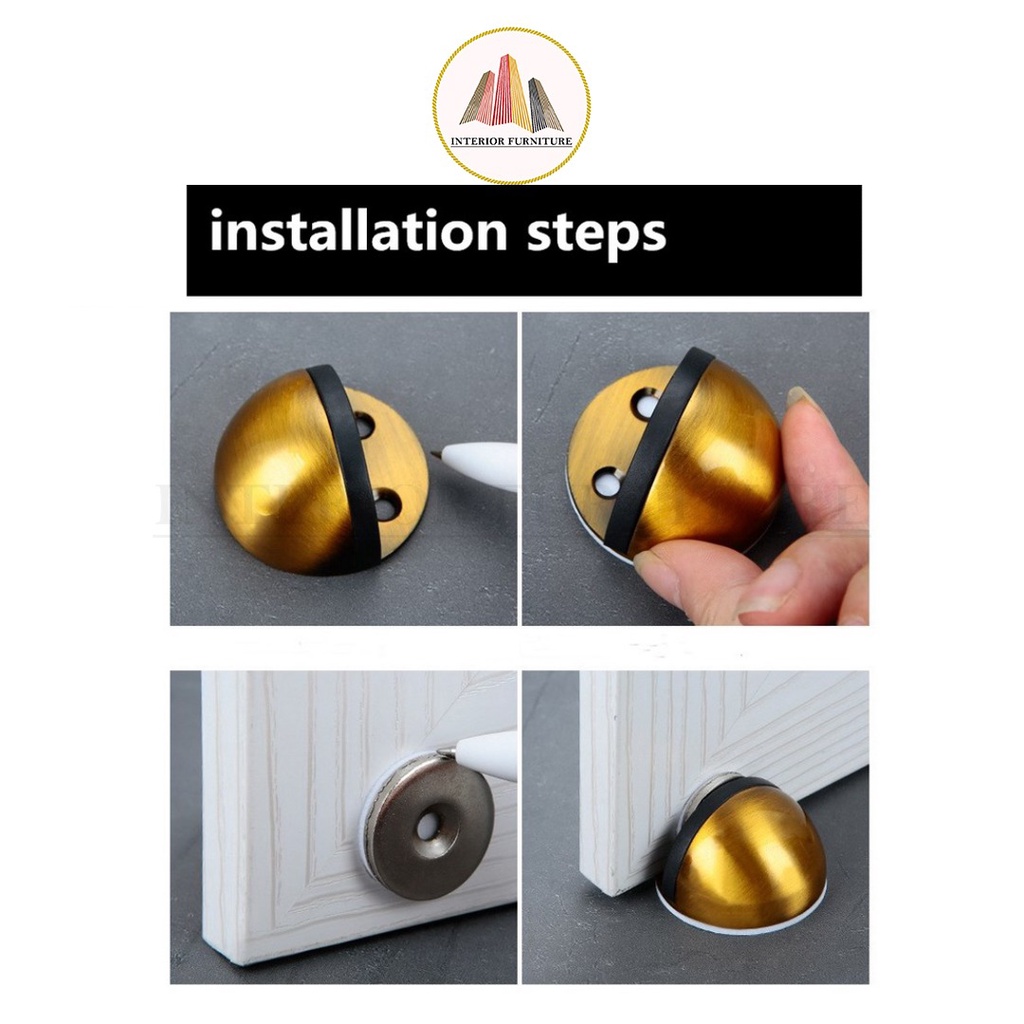 Door Stopper Bulat Stainless | Penahan Pintu Model Bulat Keong &amp; Kotak | Door Stop