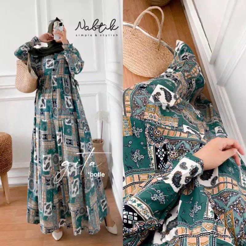 COD READY STOK GAMIS RAYON TERBARU GAMIS RAYON MEWAH GITA MAXY ORIGINAL NABTIK