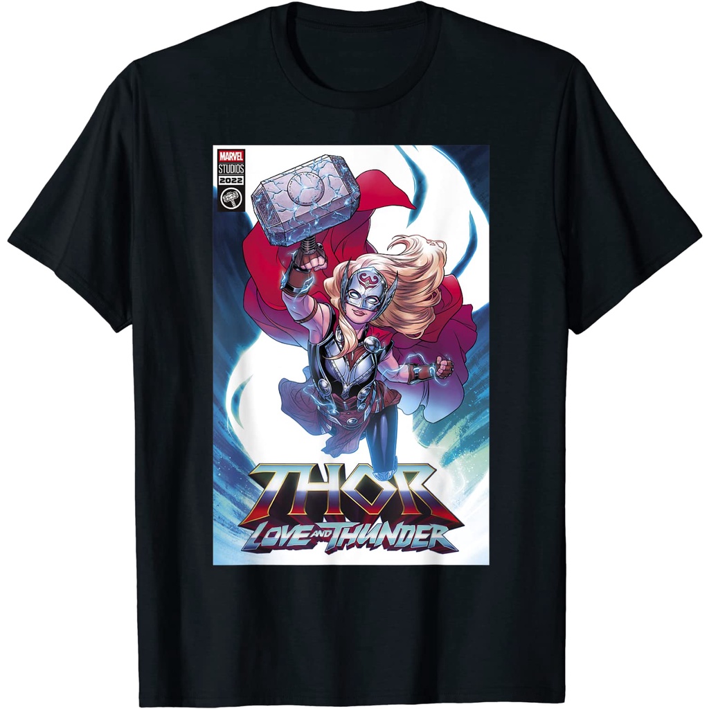 Baju Kaos Dewasa Marvel Thor Love and Thunder Jane Foster Comic Cover T-Shirt