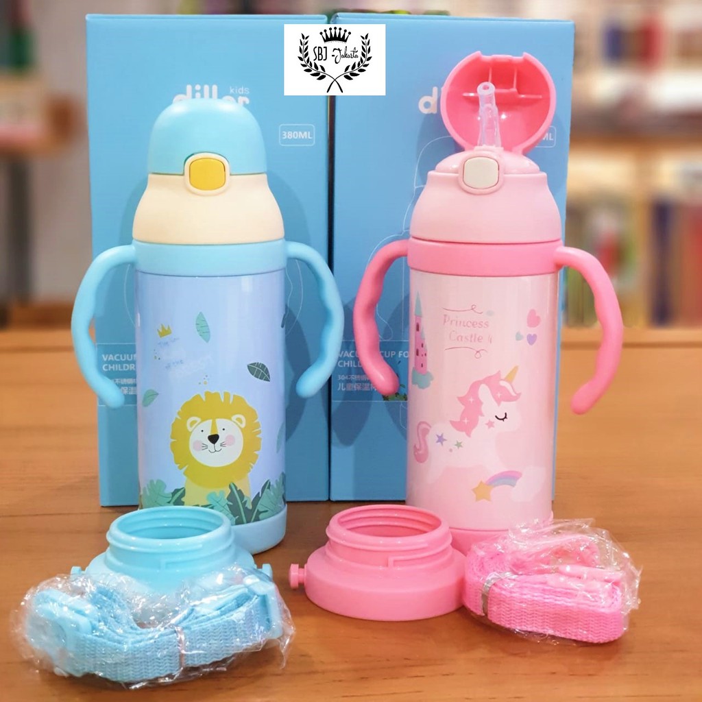 BOTOL MINUM ANAK MODEL TERMOS 304 STAINLESS diller 100% BPA FREE Dual Handle