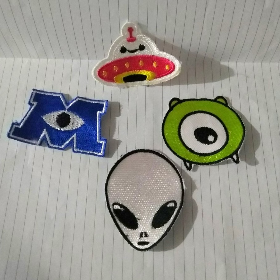 Patch Bordir Iron Patch Alien Lucu