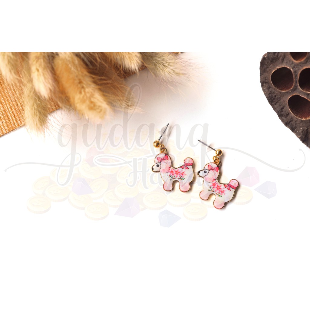 Anting Tusuk Anjing Poodle Lucu Imut GH Earrings 203136