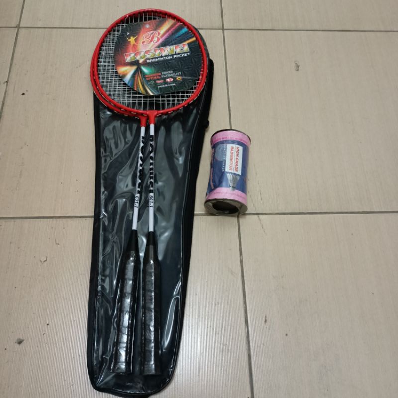Raket badminton isi 2pc+kok plastik / raket bulu tangkis