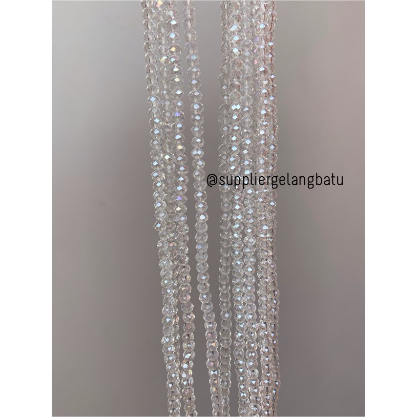 Crystal Ceko Doft 4mm WHITE QUARTZ putih bening manik bakpao rondele