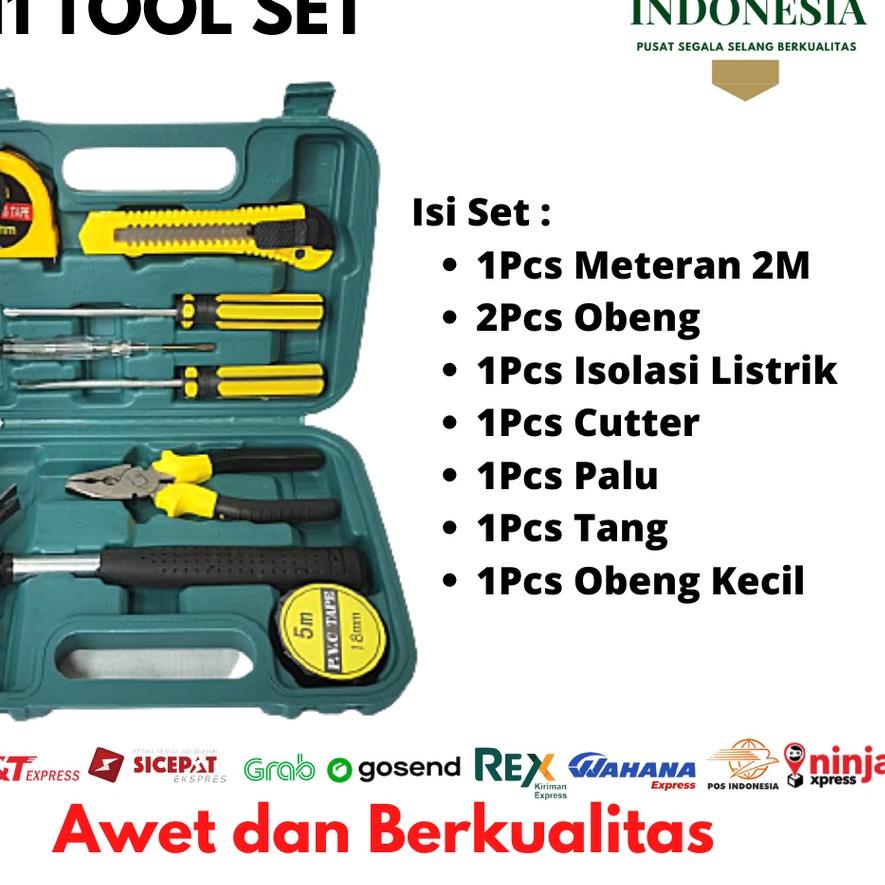 ☪ Toolkit Set Perkakas Tukang Alat Tukang 9in1 Tool Set Alat Pertukangan ♢