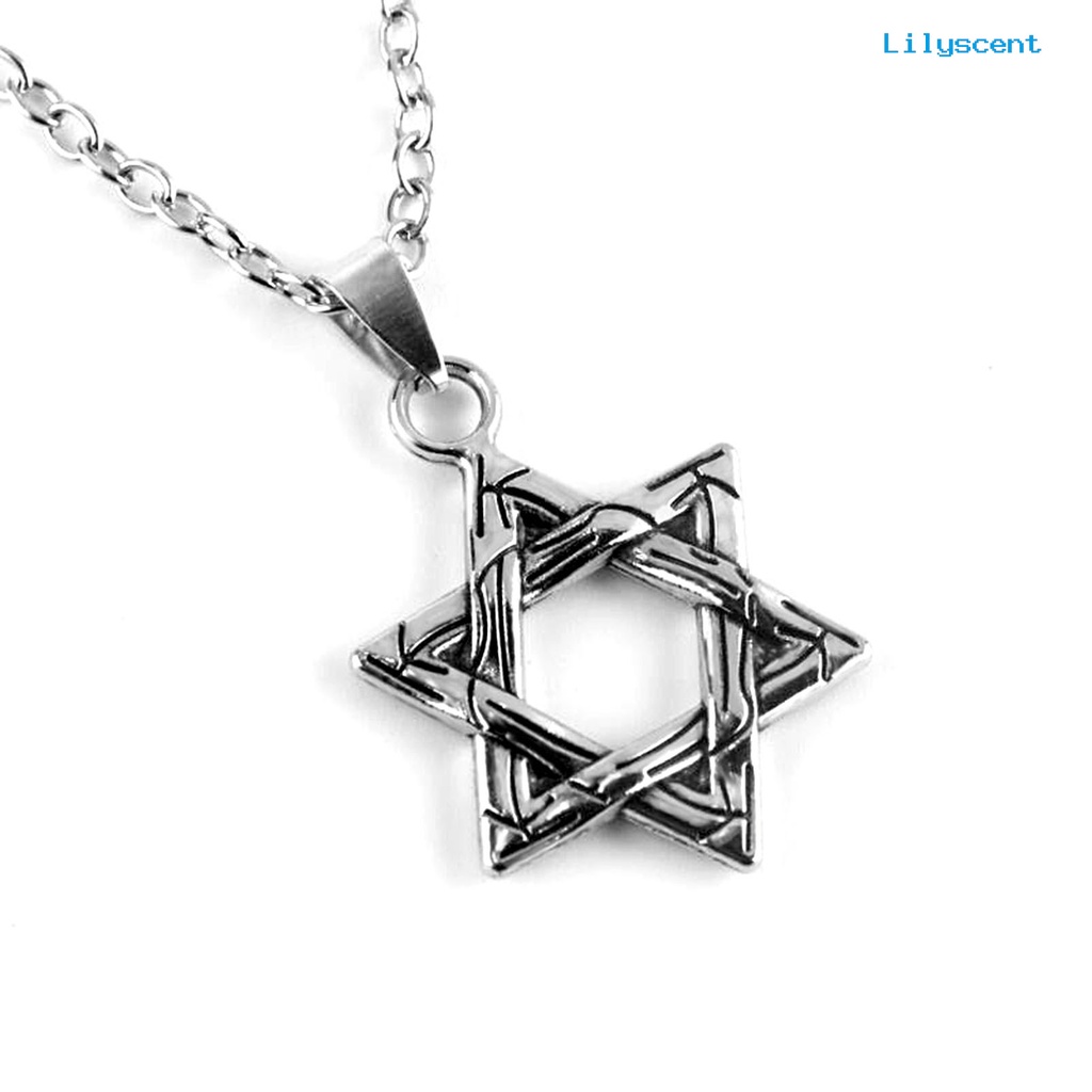 Kalung Rantai Liontin Hexagram Gaya Hip Hop Untuk Unisex