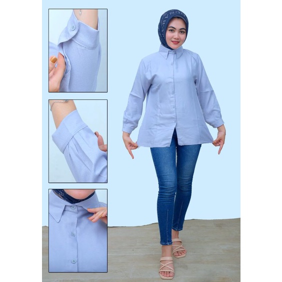 KEMEJA WANITA POLOS BASIC / GIOVANI SHIRT BASIC WANITA / KEMEJA POLOS CASUAL PUTIH HITAM