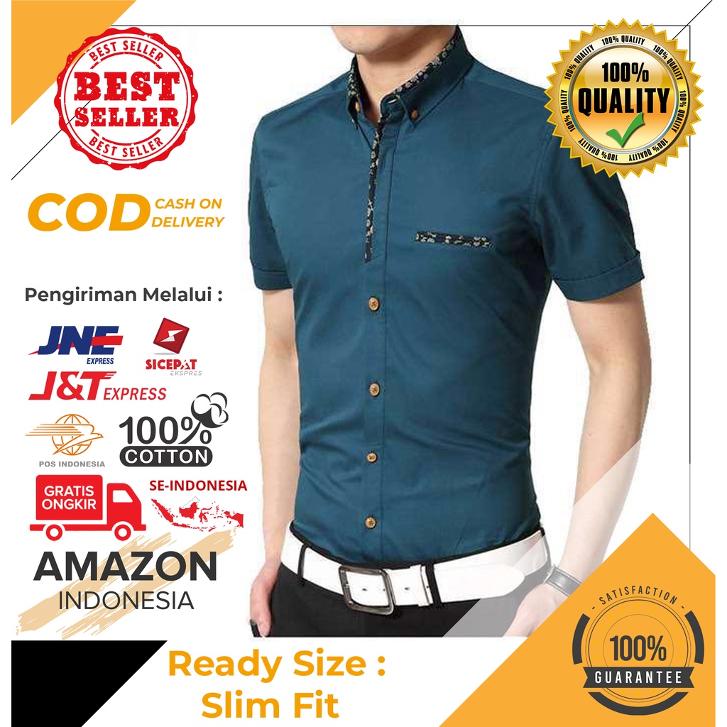 YANG LAGI HITS DICARI GAN Termurah Jovan Man Warna Tosca Kemeja Pria Cowo Kantor Kasual Formal Lengan Pendek