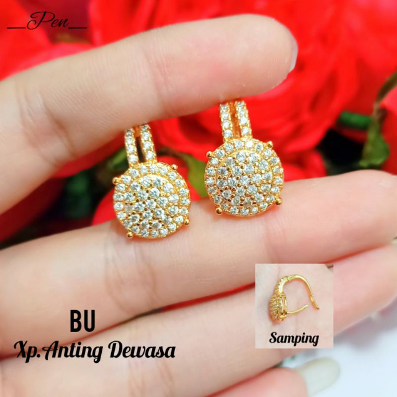 Fourfashion Anting Jepit Dewasa Full Permata Bulat Premium PD207