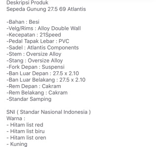  Sepeda  dewasa  Mtb 27 5 atlantis  at 69 Shopee Indonesia