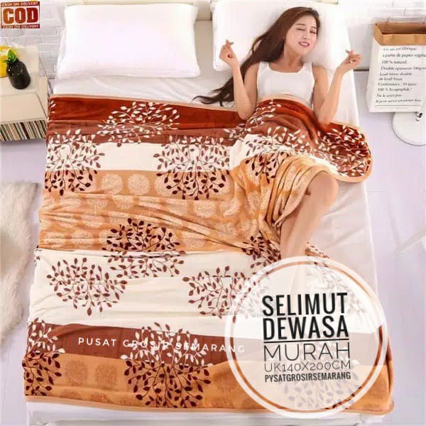 Selimut Dewasa Murah MORIA Abstrak Leaf Polkadot Flower Bvrbery Reindeer Could Moon Star Awan Rusa-Brown Forest