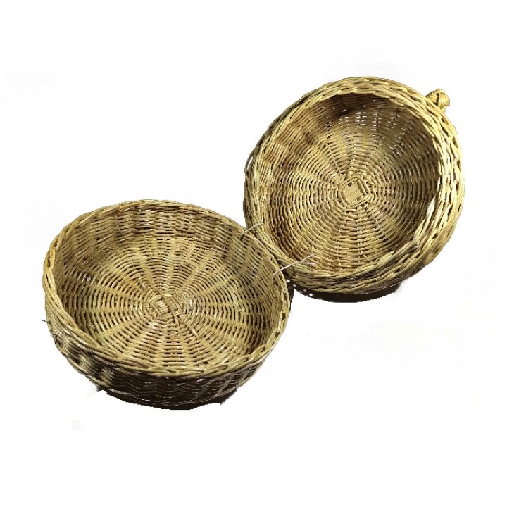 11 Kerajinan Tangan Rotan - Koper Bulat Handle Atas Tutup Kait 25x25x13cm