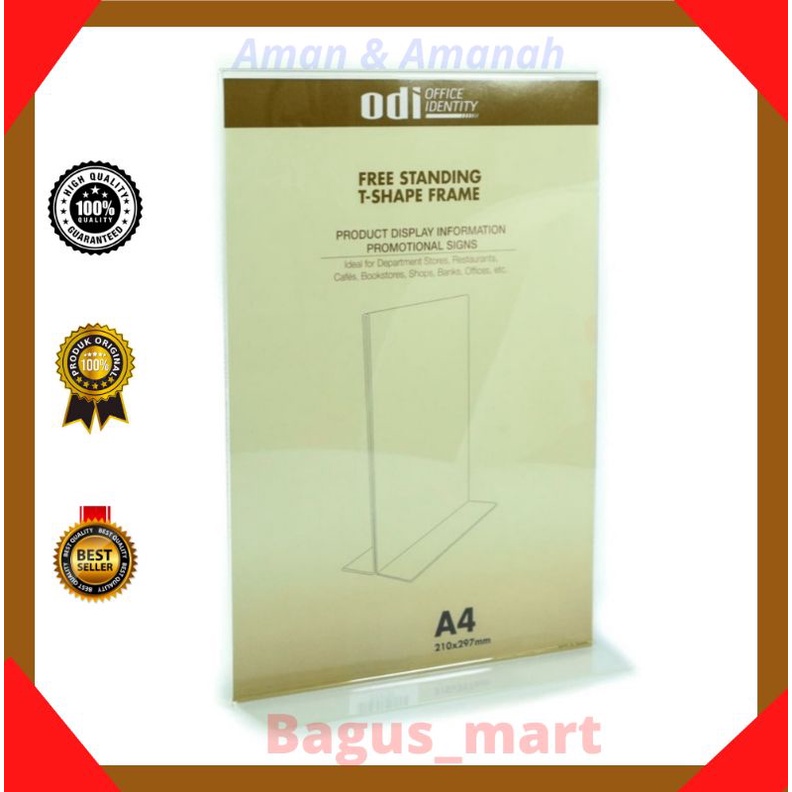 

Sign Holder Acrylic Vertikal T A4/standing acrylic type T ukuran A4