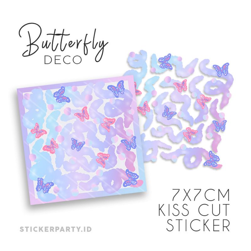 

Stiker Kupu Butterfly Clouds Aesthetic Kiss Cut Deco Toploader Kpop Polaroid Jurnal Glitter by Sticker Party MN022