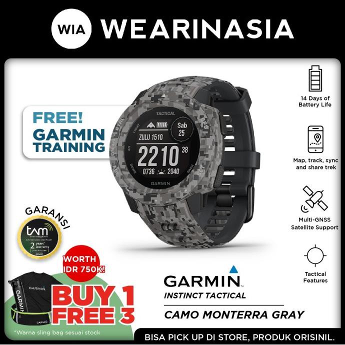 Garmin Instinct Tactical Camo Monterra Gray Gps Garansi Resmi 2 Tahun