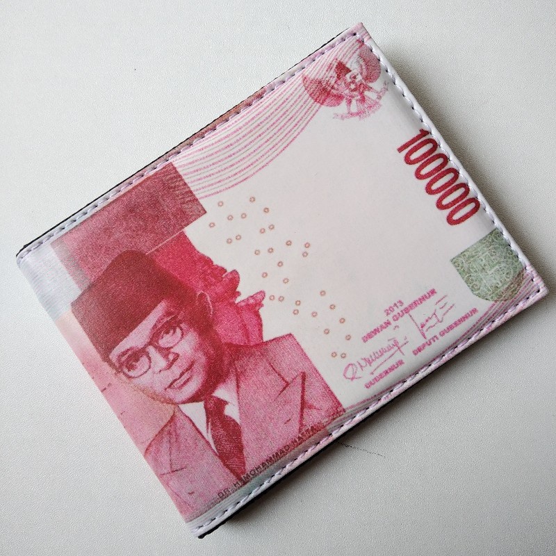 SHOPEE 7.7 BOMBASTIS SALE!! DOMPET PRIA DOMPET PENDEK DOMPET LIPAT MOTIF UANG 100.000 + BOX