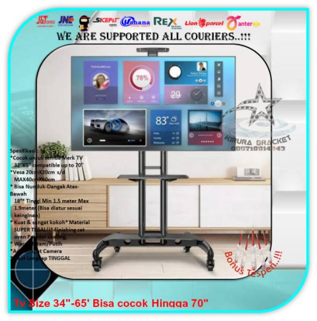 TERMURAH!! Bracket Tv Standing LED LCD 32&quot;-65&quot; Max 70&quot; AVA1500-60-1P