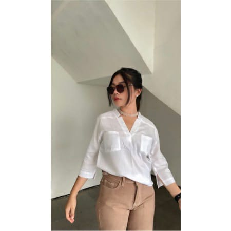 Tq88indonesia Baju Blouse Lengan Panjang Terbaru / KIMORA RAYON DIAMOND BLOUSE / Blouse Polos / Baju Atasan Wanita Terbaru / Ootd Terbaru / Outfit Citayam Kekinian