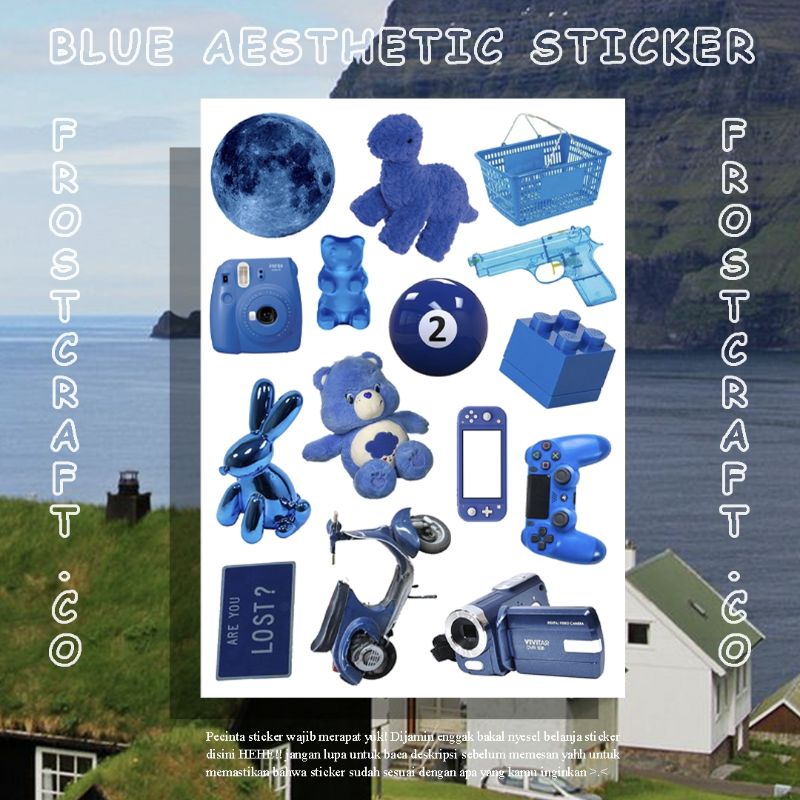 

BLUE AESTHETIC STICKER SHEET | BLUE STICKER