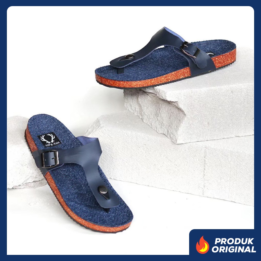 KENICHI I NAVY ORIGINAL x KOJO Sandal Jepit Biru Dongker Pria Sendal Casual Simple Jalan Santai Harian Hangout Main Kondangan Kerja Formal Lebaran Flip Flop Remaja Dewasa Bapak Bapak Orang Tua Semi Kulit Premium Distro 1 01 Footwear Keren Terbaru Branded