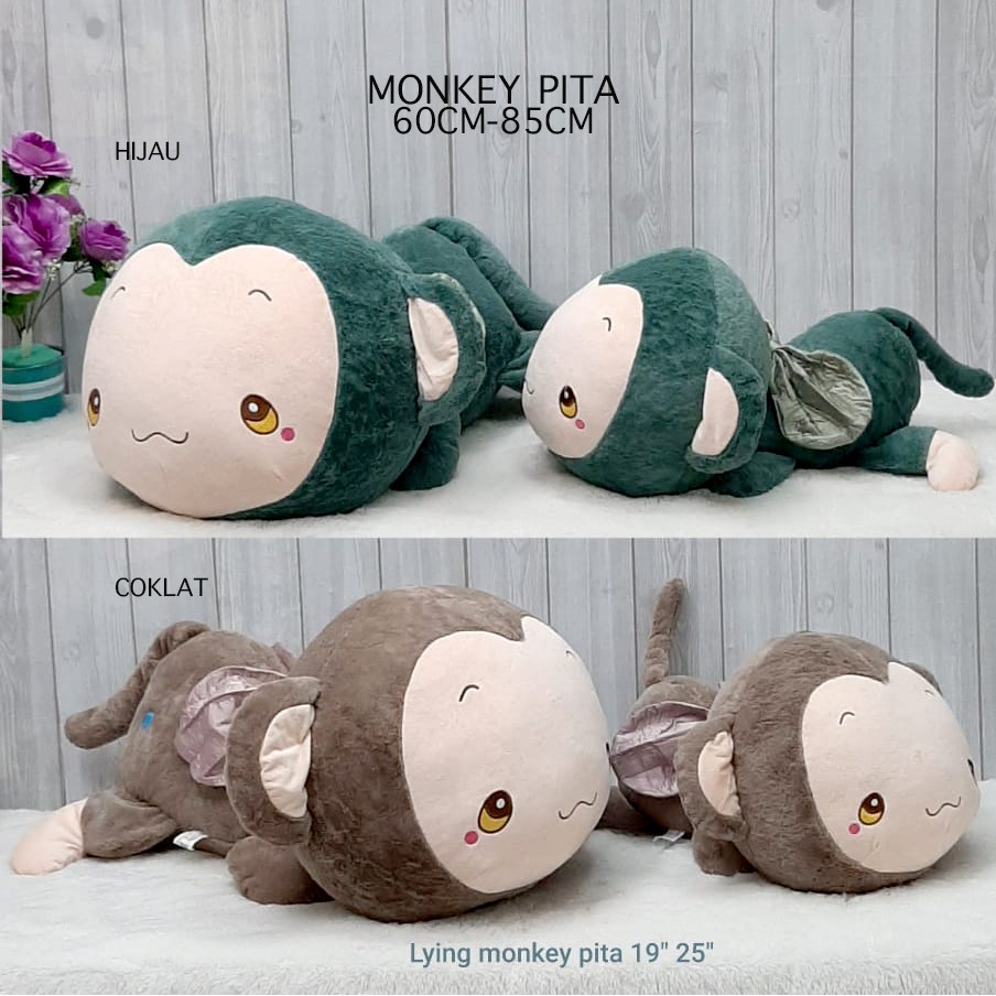 bantal guling boneka monkey pita import 60cm monyet animal cute safari