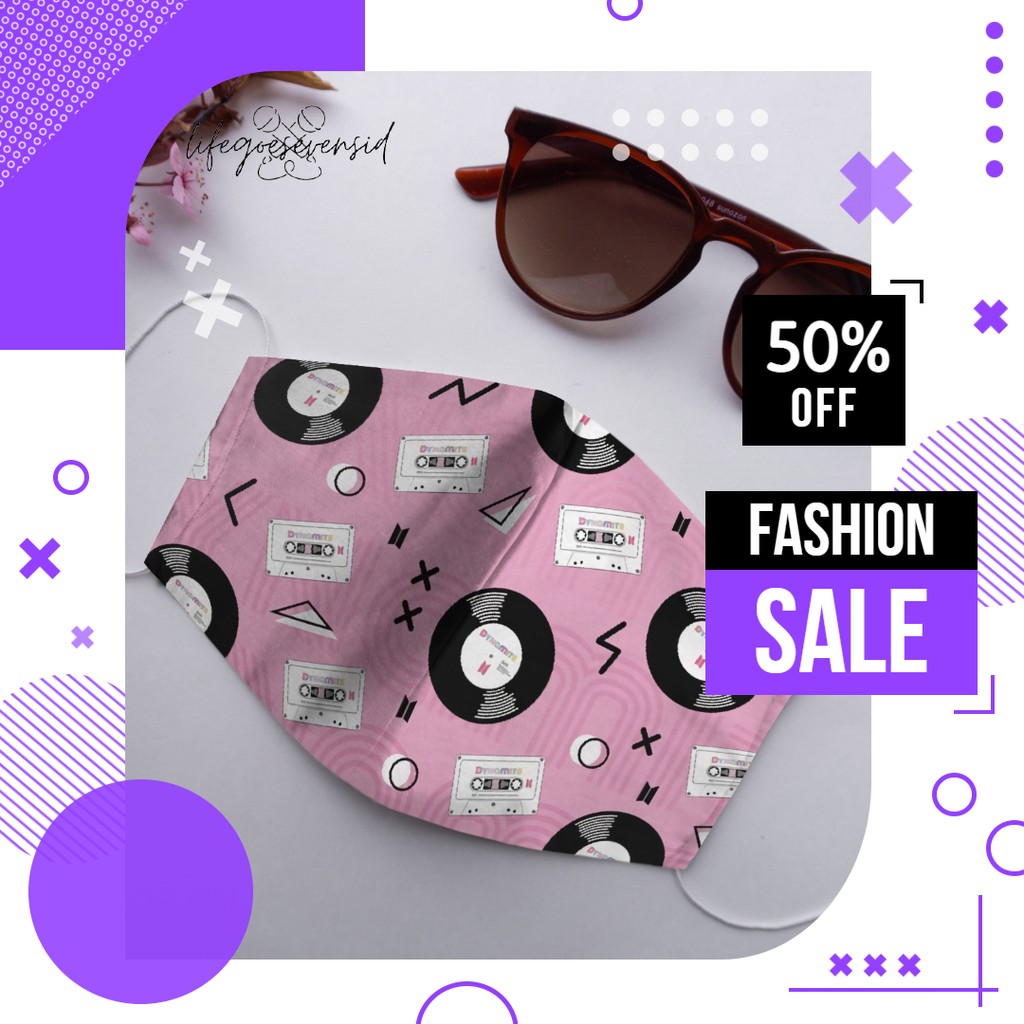 Masker Karakter Duckbill Kain 3 Lapis ply BTS BT21 Dynamite J Hope Ddaeng Album Doodle V Taehyung