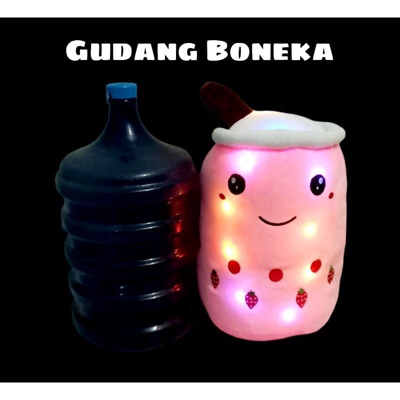 BONEKA BOBA VIRAL LED UKURAN XL JUMBO WARNA PINK LABEL SNI