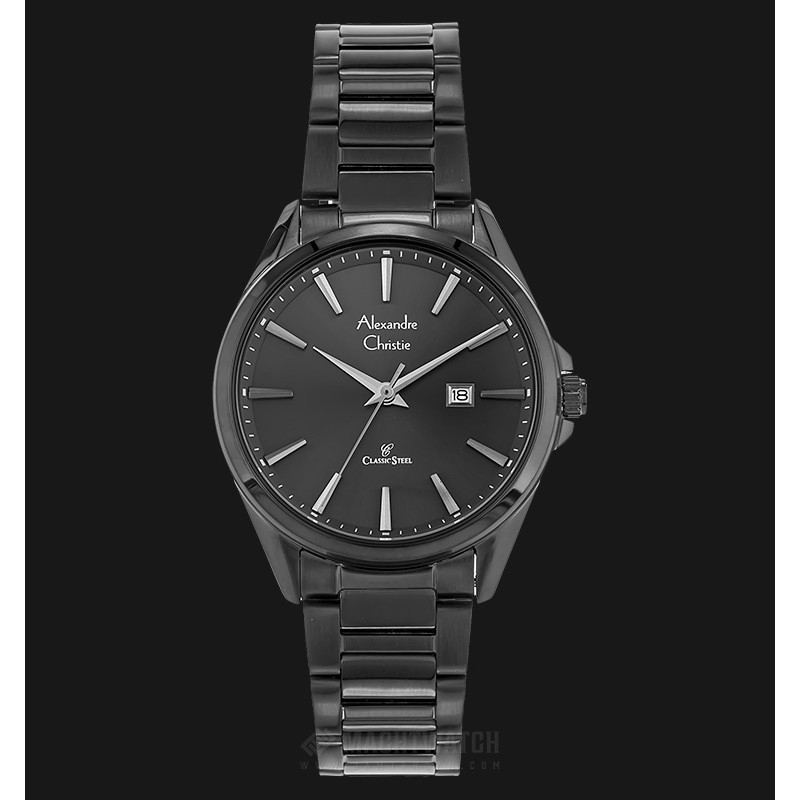 Alexandre Christie Classic AC 8552 LD BIPBA Ladies Black Dial Black Stainless Steel Strap