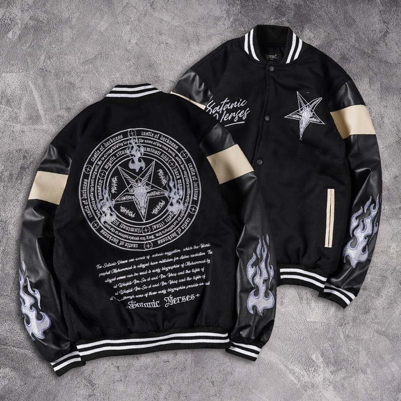 [N00732] Jaket Baseball Varcity Distro Motif SATANIC VERSES