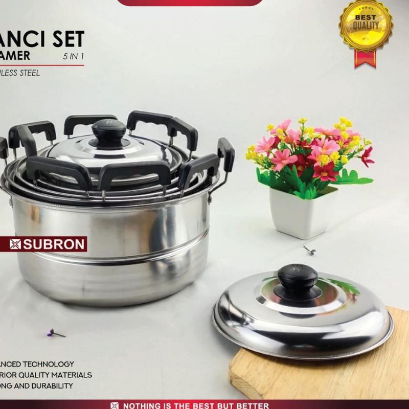 Panci set 12 pcs + steamer subron panci set steamer cookware set plus steamerFREE BUBBLE DAN FRAGILE