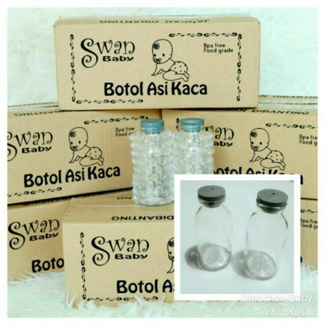 Swan Baby Botol ASI Kaca Isi 10 botol Ukuran 100ml Food Grade Tempat Penyimpanan Asi Botol Susu Asip