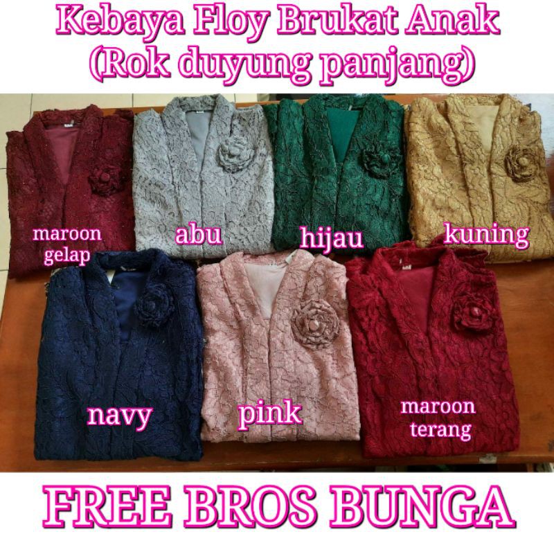 Setelan kebaya anak floy kartini brokat full furing. Rok panjang duyung karet KeroncongBusana (103)