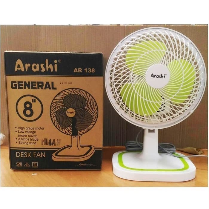 ARASHI KIPAS ANGIN MEJA GENERAL DESK FAN 8 INCH 10 INCH AR138  Kipas angin meja ARASHI GENERAL