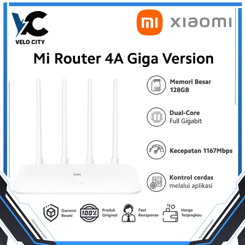 Xiaomi Mi Router 4A Dual-Core Full Gigabit 4 Wireless Garansi Resmi